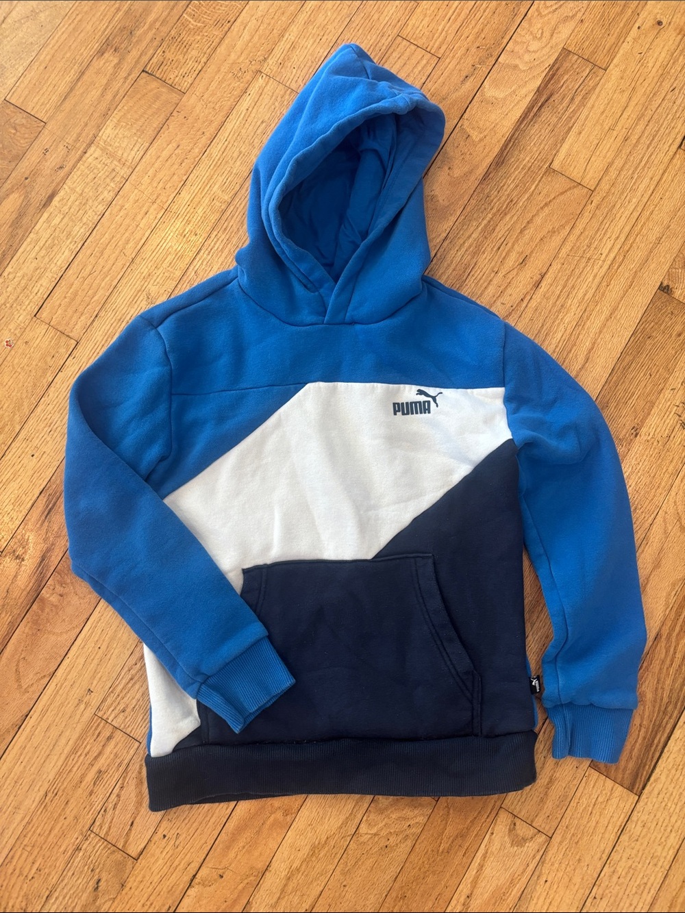 Puma Kids Blue White Navy Colorblock Crewneck Hoodie